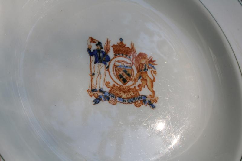 photo of vintage ironstone china dishes The Nelson coat of arms emblem soup bowls #4