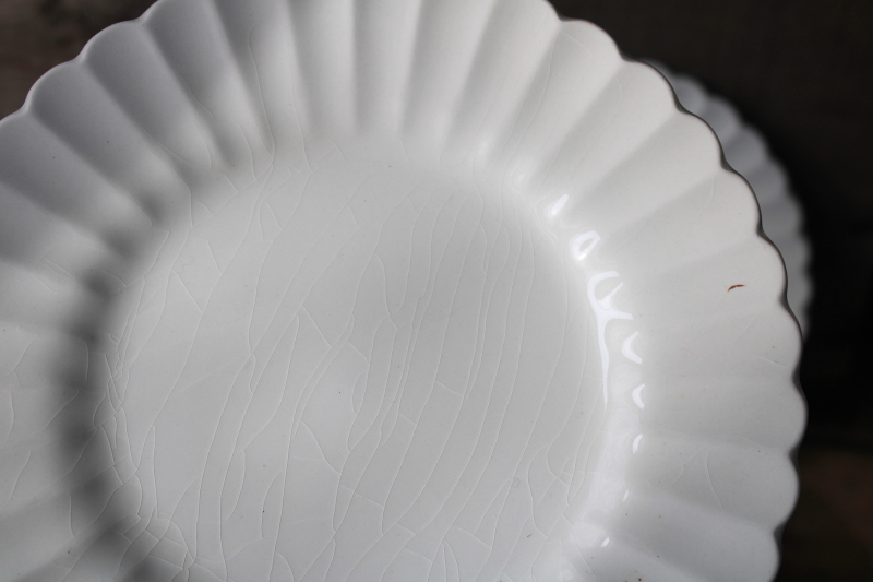 photo of vintage ironstone china plates, fluted edge salad plates set J&G Meakin Classic White #2