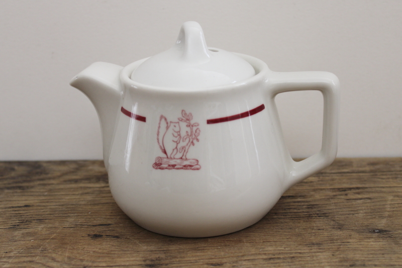 photo of vintage ironstone china w/ squirrel print, restaurant one cup coffee or tea pot #1
