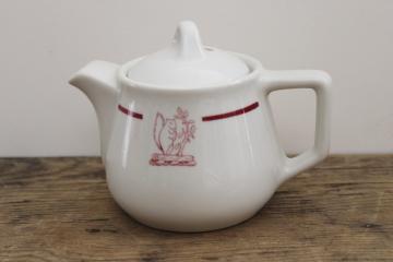 catalog photo of vintage ironstone china w/ squirrel print, restaurant one cup coffee or tea pot
