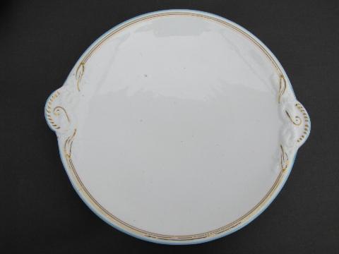 photo of vintage ironstone serving plates, knot pattern handles #2