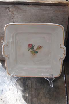 catalog photo of vintage ironstone tray or square cake plate, 1800s Wedgwood Stone Granite stamped mark