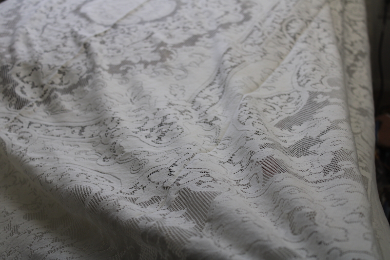 photo of vintage ivory lace tablecloth, never used 120 x 70 banquet size table cloth #4