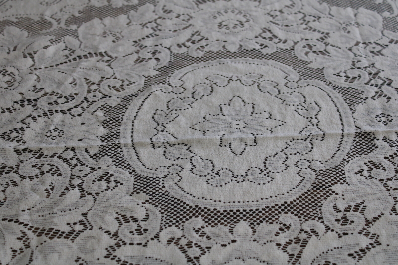 photo of vintage ivory lace tablecloth, never used 120 x 70 banquet size table cloth #7