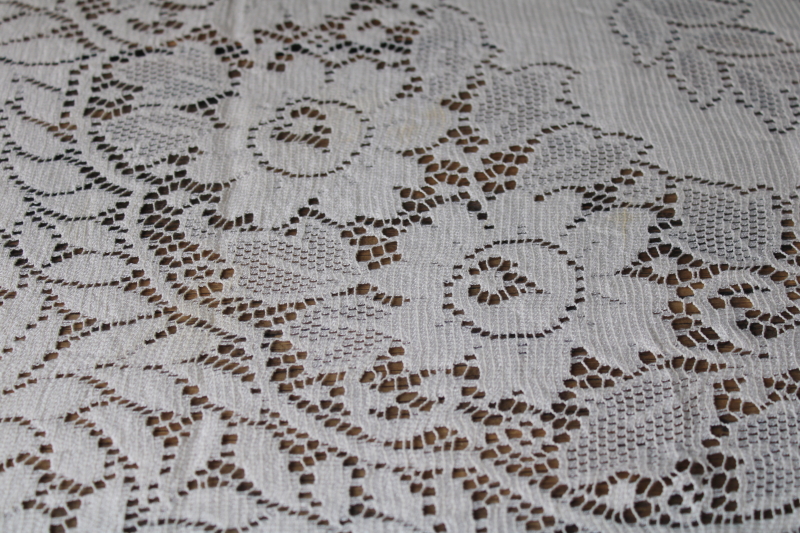 photo of vintage ivory lace tablecloth, never used cotton or cotton rayon blend 66 x 52 #6