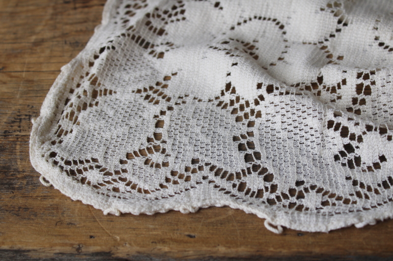 photo of vintage ivory lace tablecloth, never used cotton or cotton rayon blend 66 x 52 #7