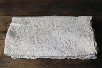 catalog photo of vintage ivory lace tablecloth, never used cotton or cotton rayon blend 66 x 52