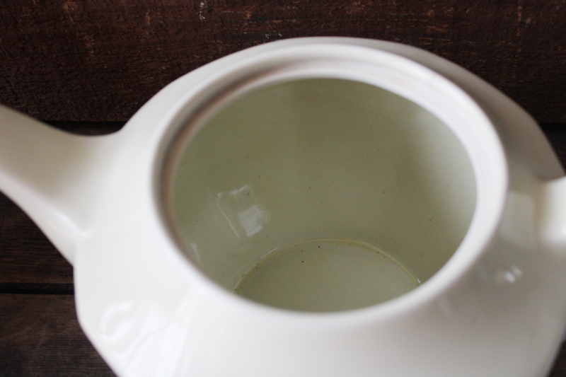 photo of vintage ivory white ironstone china teapot, big old farmhouse kitchen tea pot #3