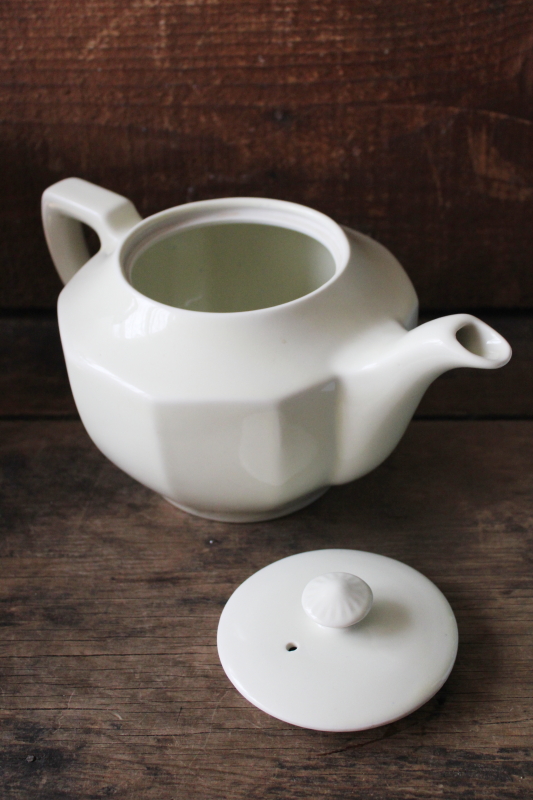photo of vintage ivory white ironstone china teapot, big old farmhouse kitchen tea pot #4