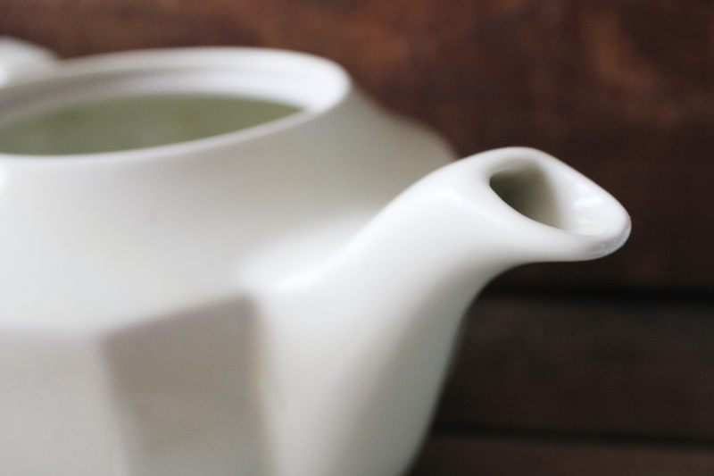 photo of vintage ivory white ironstone china teapot, big old farmhouse kitchen tea pot #5