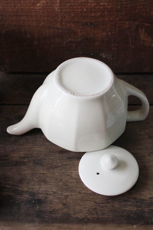 photo of vintage ivory white ironstone china teapot, big old farmhouse kitchen tea pot #6