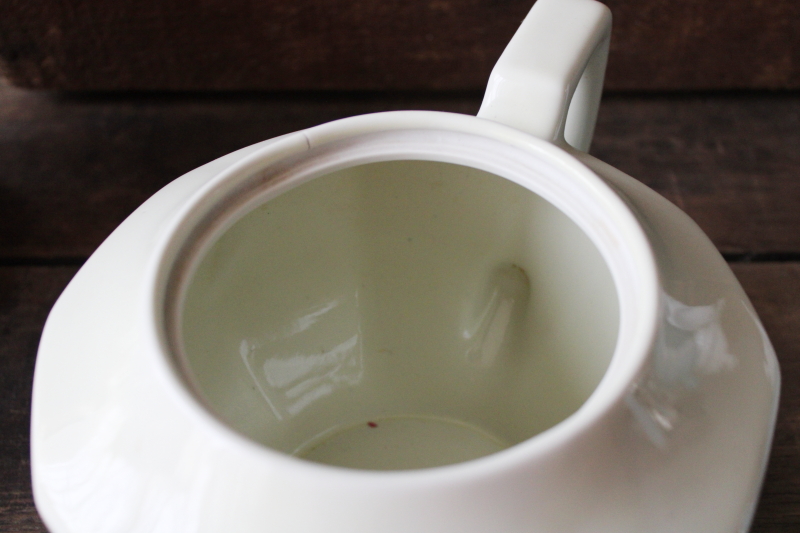 photo of vintage ivory white ironstone china teapot, big old farmhouse kitchen tea pot #7