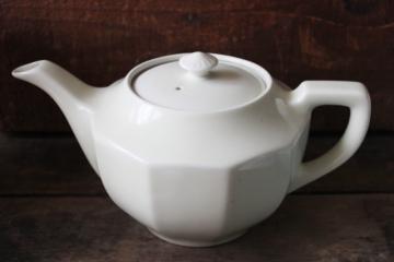 catalog photo of vintage ivory white ironstone china teapot, big old farmhouse kitchen tea pot