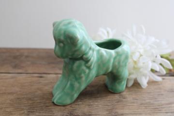 catalog photo of vintage jade green McCoy pottery baby lamb planter, retro Easter spring decor