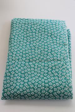 vintage jade green & white print plisse fabric, light crinkle texture cotton