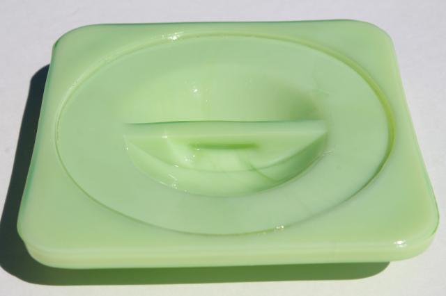 photo of vintage jadeite green McKee or Jeannette jadite glass refrigerator fridge box cover lid #1