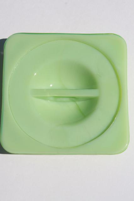 photo of vintage jadeite green McKee or Jeannette jadite glass refrigerator fridge box cover lid #2