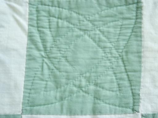 photo of vintage jadite green quilt hand stitched album squares embroidered flowers #5