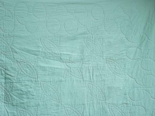 photo of vintage jadite green quilt hand stitched album squares embroidered flowers #8