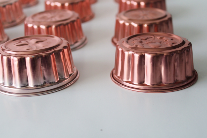 photo of vintage jello mold lot, individual size copper colored aluminum molds seasonal holiday designs  #3