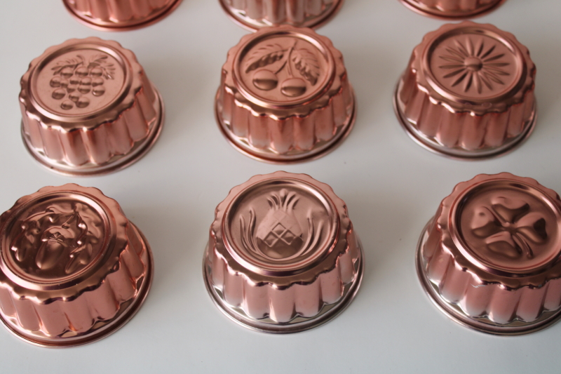 photo of vintage jello mold lot, individual size copper colored aluminum molds seasonal holiday designs  #4