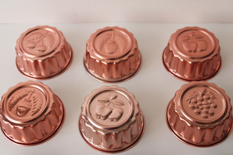 photo of vintage jello mold lot, individual size copper colored aluminum molds seasonal holiday designs  #5