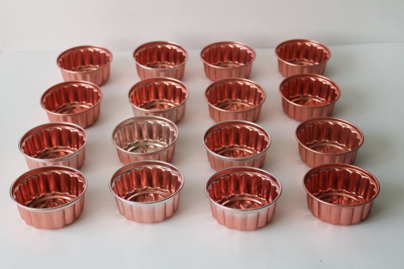 photo of vintage jello mold lot, individual size copper colored aluminum molds seasonal holiday designs  #7