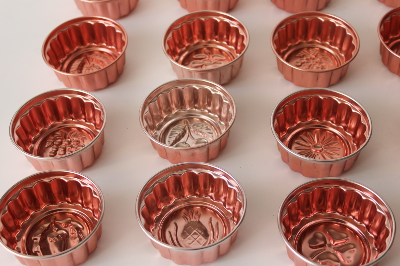 photo of vintage jello mold lot, individual size copper colored aluminum molds seasonal holiday designs  #8
