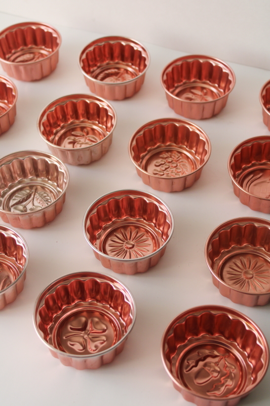 photo of vintage jello mold lot, individual size copper colored aluminum molds seasonal holiday designs  #9