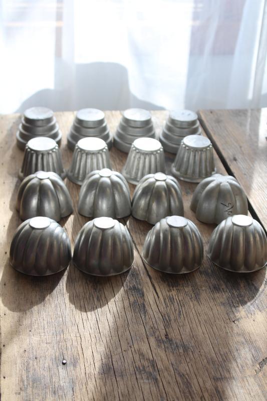 photo of vintage jello mold set, individual metal molds different shapes for crafts or soapmaking #1