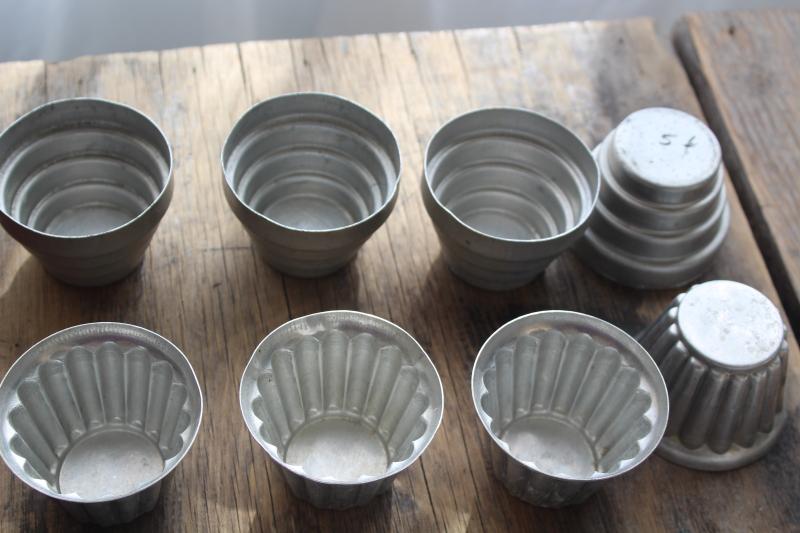 photo of vintage jello mold set, individual metal molds different shapes for crafts or soapmaking #4