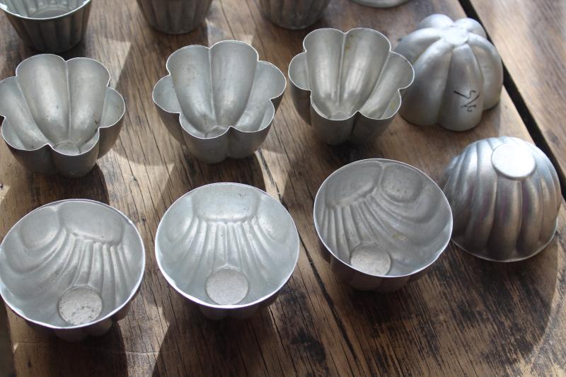 photo of vintage jello mold set, individual metal molds different shapes for crafts or soapmaking #5