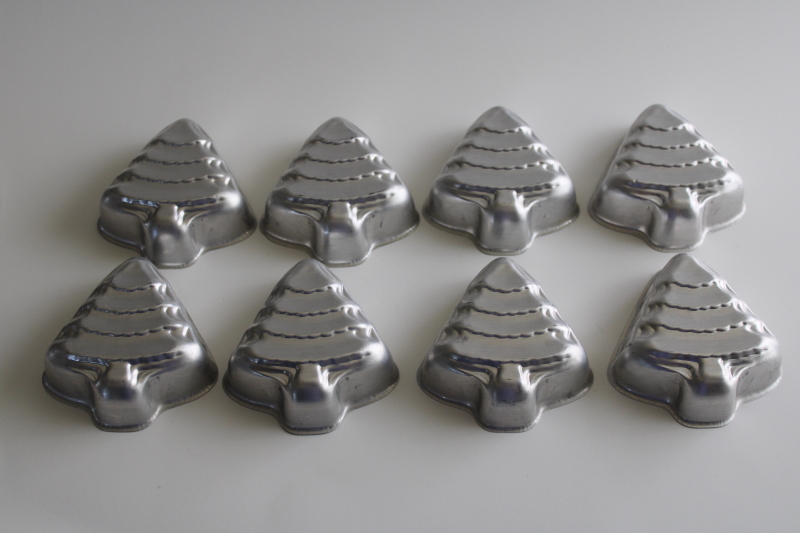 photo of vintage jello mold set, small individual molds Christmas trees for holiday desserts  #1