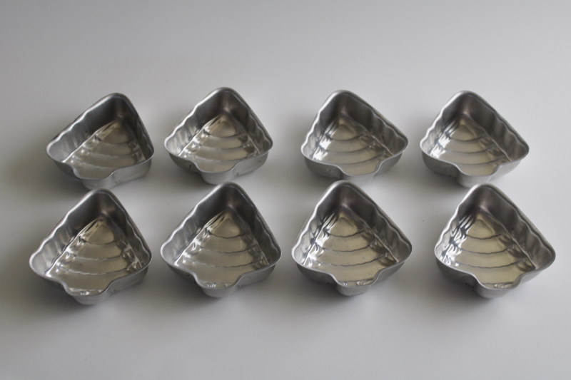 photo of vintage jello mold set, small individual molds Christmas trees for holiday desserts  #2