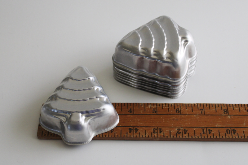 photo of vintage jello mold set, small individual molds Christmas trees for holiday desserts  #3