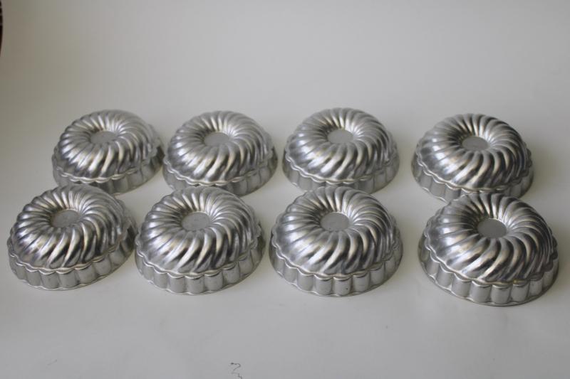 photo of vintage jello molds lot, individual ring mold fluted rounds mini bundt shape #1