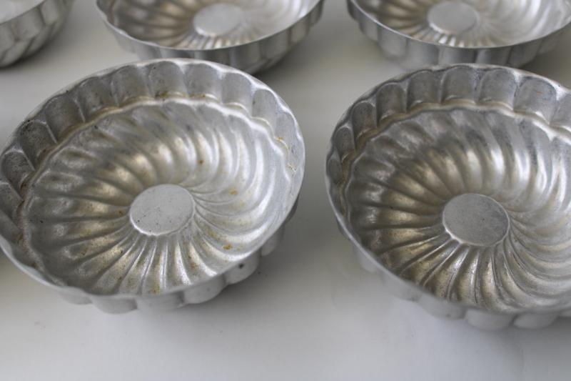 photo of vintage jello molds lot, individual ring mold fluted rounds mini bundt shape #3