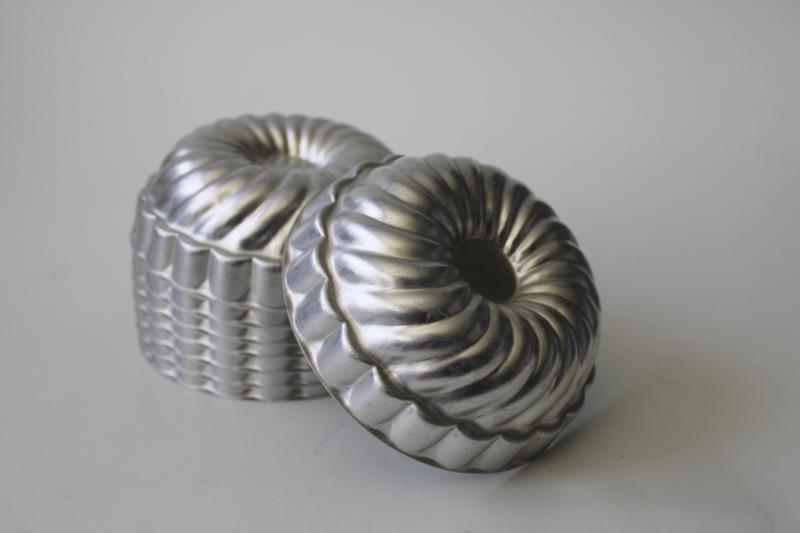 photo of vintage jello molds lot, individual ring mold fluted rounds mini bundt shape #4