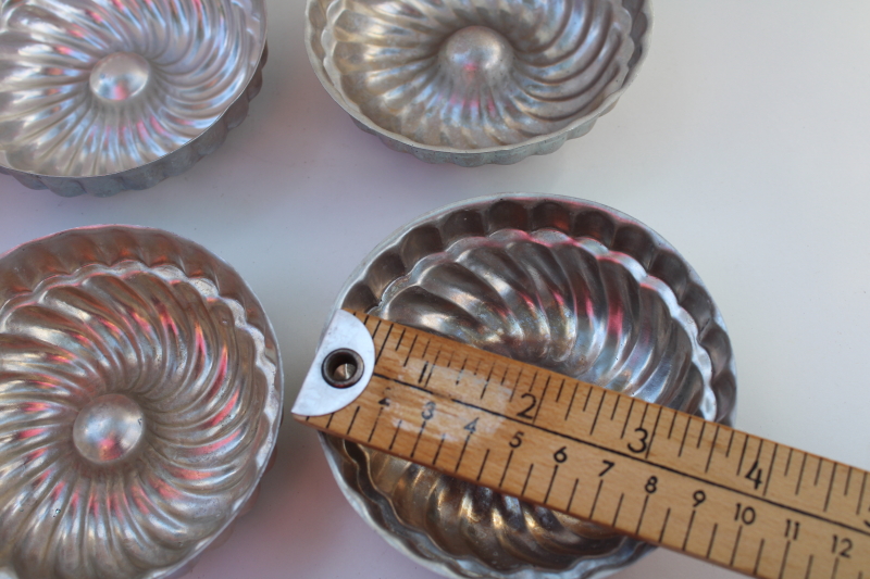 photo of vintage jello molds, set of 6 fluted shape ring mold or tiny cake pans #3