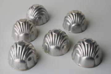 vintage jello or aspic molds, set of 6 seashell scallop shells molds individual servings 