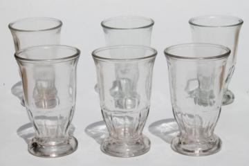 catalog photo of vintage jelly jar glasses, footed tumblers for tiny parfaits or drinking glasses