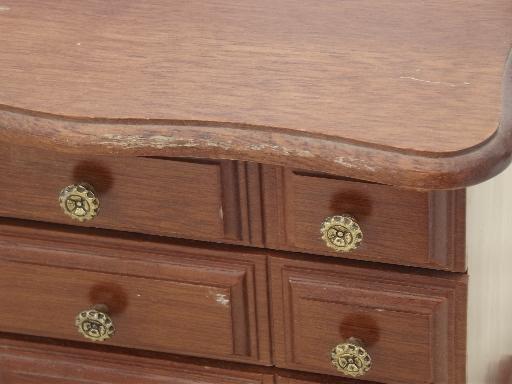 photo of vintage jewelry boxes, two wood chests w/ tiny velvet lined drawers #2