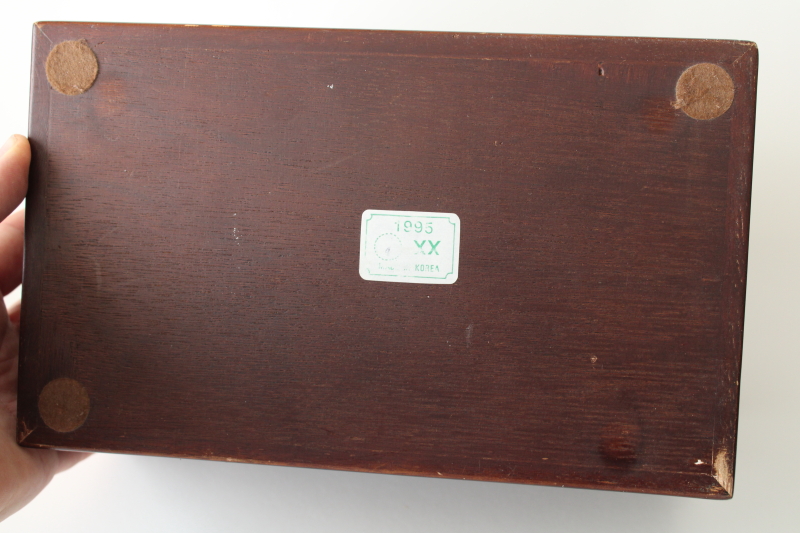 photo of vintage jewelry chest, velvet lined box w/ ring tray colonial style tea caddy design #10