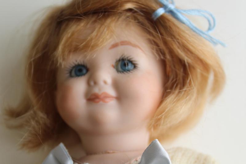 photo of vintage jointed bisque china doll marked Germany, girl doll w/ glass eyes #3