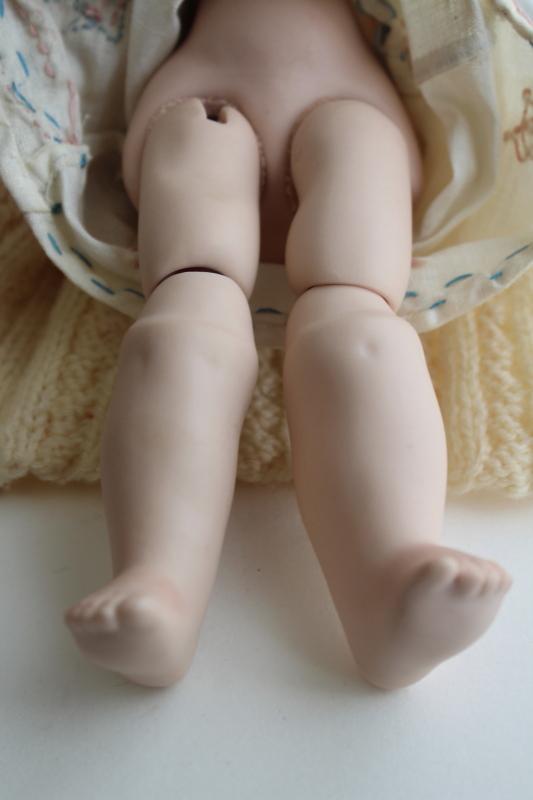 photo of vintage jointed bisque china doll marked Germany, girl doll w/ glass eyes #4