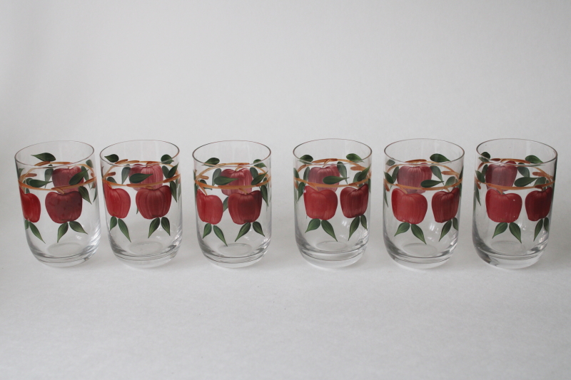 photo of vintage juice glasses Franciscan apple pattern hand painted glass tumblers set of 6  #2