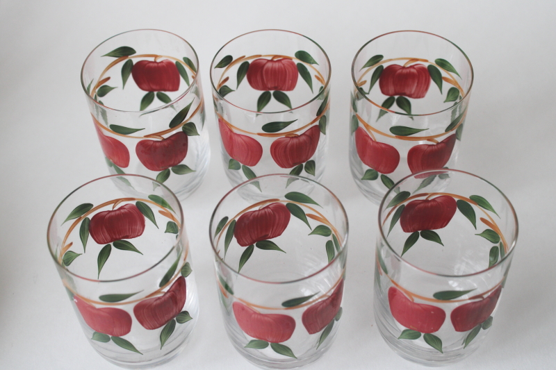 photo of vintage juice glasses Franciscan apple pattern hand painted glass tumblers set of 6  #3