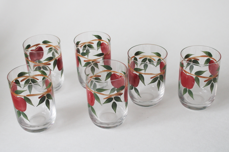 photo of vintage juice glasses Franciscan apple pattern hand painted glass tumblers set of 6  #4