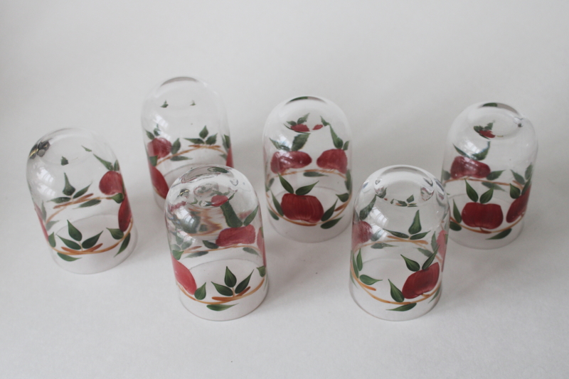 photo of vintage juice glasses Franciscan apple pattern hand painted glass tumblers set of 6  #5