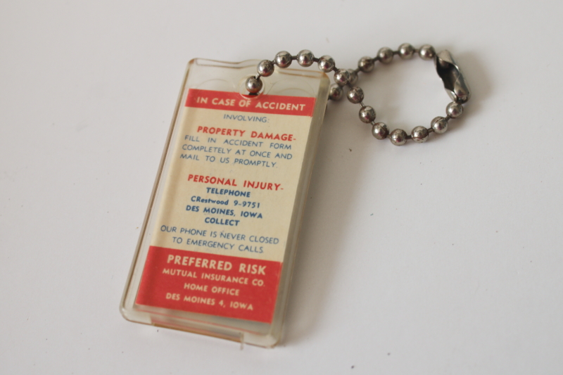 photo of vintage key chain ID tag Preferred Risk Mutual Insurance policy holder collectible advertising #2